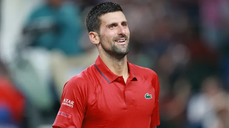 Novak Djokovic of Serbia reacts during Shanghai Masters.