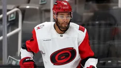 K'Andre Miller #19 of the Carolina Hurricanes in action.