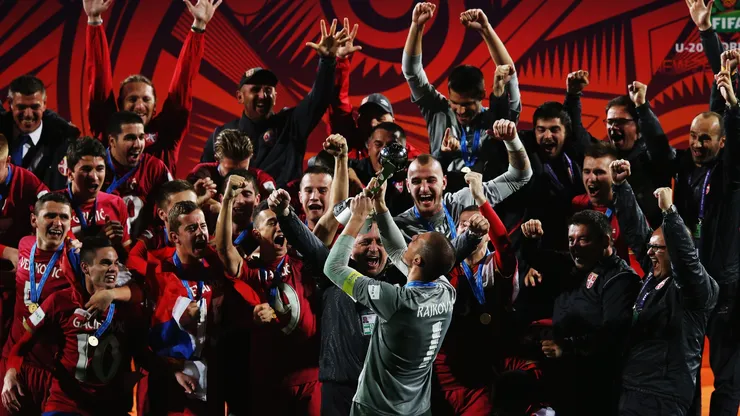 Serbia celebrate after winning the FIFA U-20 World Cup Final in 2015.