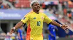 Oscar Perea of Colombia celebrates a goal.