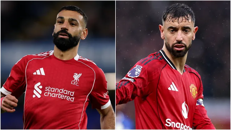 Mohamed Salah of Liverpool and Bruno Fernandes of Manchester United.