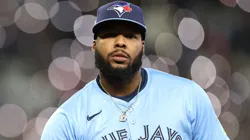 Vladimir Guerrero Jr. #27 of the Toronto Blue Jays looks on.
