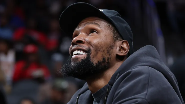 Kevin Durant #7 of the Houston Rockets looks on.