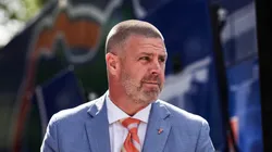 Billy Napier at Ben Hill Griffin Stadium on October 18, 2025 in Gainesville, Florida.