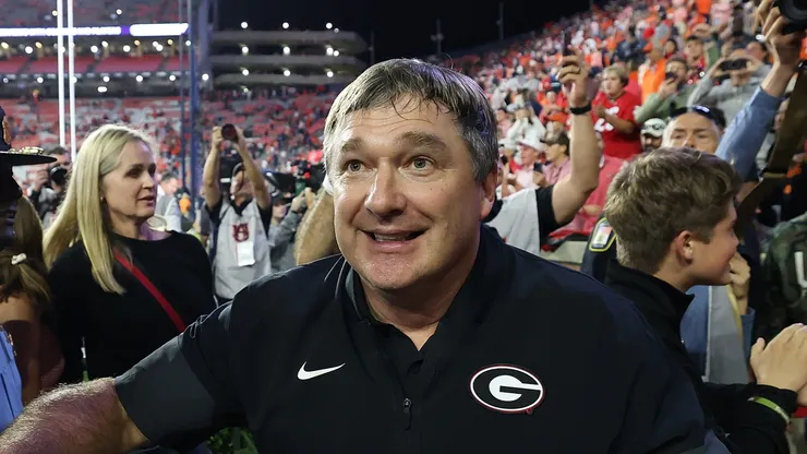 Kirby Smart at Jordan-Hare Stadium on October 11, 2025 in Auburn, Alabama.