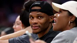 NBA Player Russell Westbrook of the Sacramento Kings looks on.