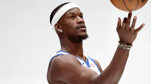 Jimmy Butler III #10 of the Golden State Warriors poses for a picture.