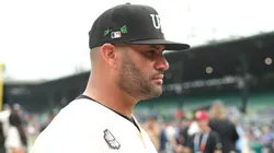 Albert Pujols participates in batting practice.