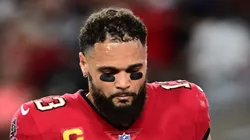 Mike Evans walks off the field after being injured during vs the Ravens on October 21, 2024 in Tampa, Florida.