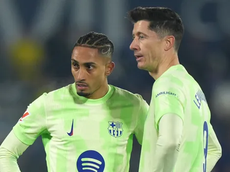 Why are Lewandowski and Raphinha not playing today for Barcelona vs Olympiacos in the Champions League?