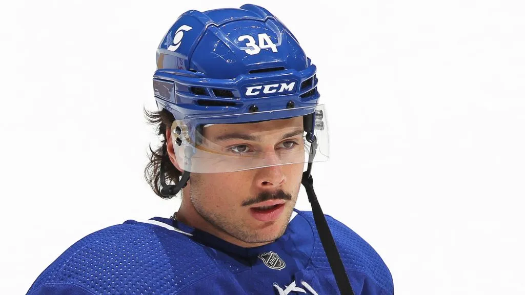 Auston Matthews warming up before a game