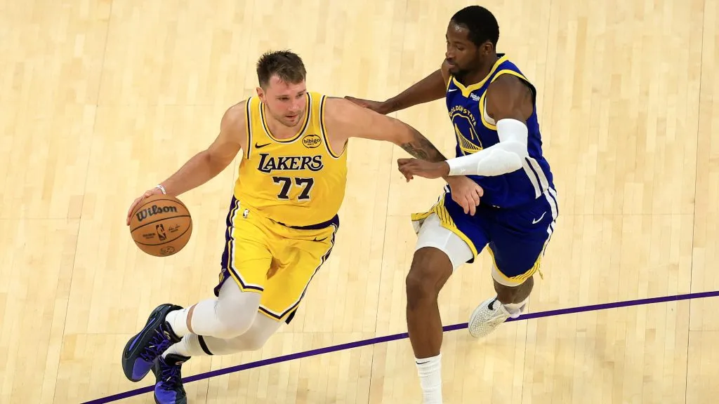Luka Doncic during the NBA season opener vs the Warriors. (Getty Images)