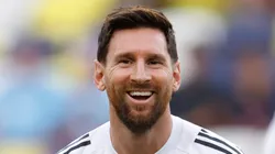 Lionel Messi smiles before an Inter Miami game.