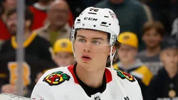 Connor Bedard at the TD Garden on October 9, 2025 in Boston, Massachusetts.