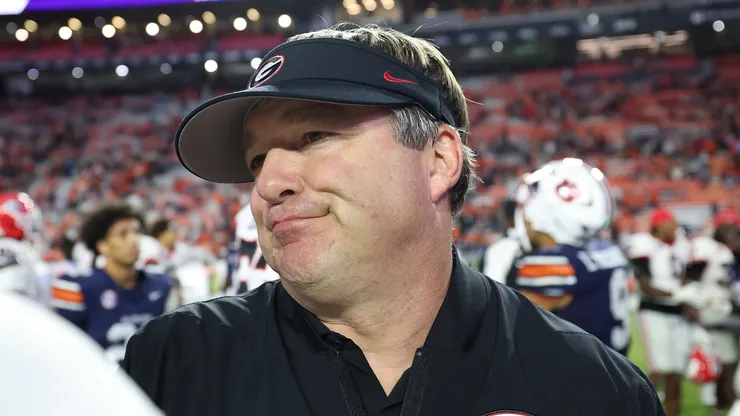 Kirby Smart at Jordan-Hare Stadium on October 11, 2025 in Auburn, Alabama.