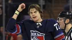 Matt Rempe at Madison Square Garden on April 03, 2024 in New York City