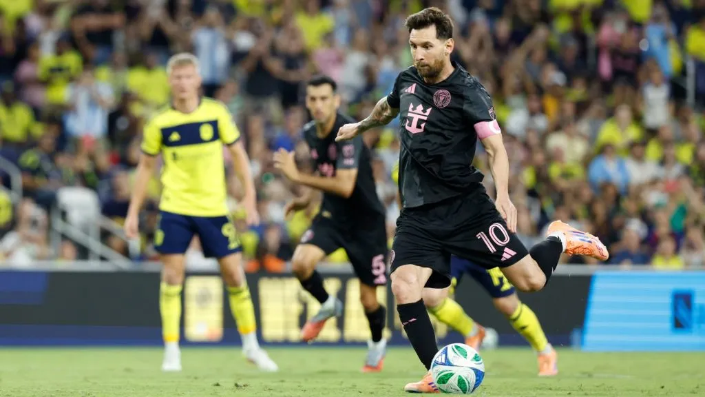Lionel Messi #10 of Inter Miami scores the team’s second goal from the penalty spot during the MLS match. Johnnie Izquierdo/Getty Images