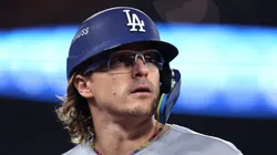 Enrique Hernández pops out vs the Blue Jays during the 2025 World Series on October 25, 2025 in Toronto.