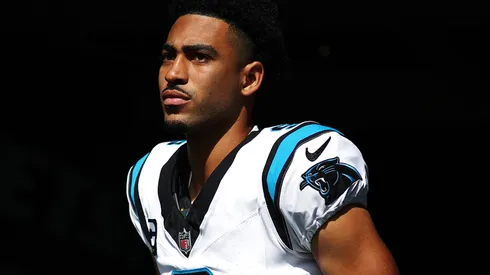 Bryce Young #9 of the Carolina Panthers enters the field.