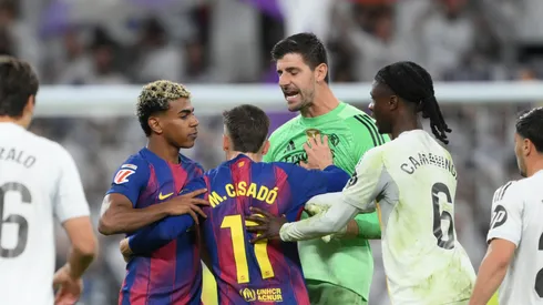 Lamine Yamal at Estadio Santiago Bernabeu on October 26, 2025 in Madrid, Spain.