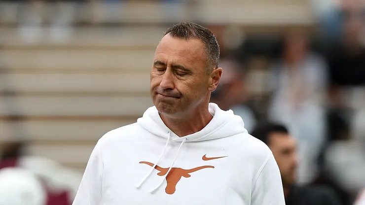 Steve Sarkisian at Davis Wade Stadium on October 25, 2025 in Starkville, Mississippi.