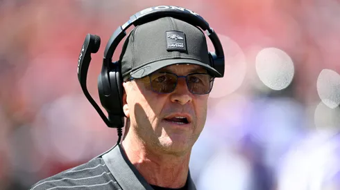 John Harbaugh looks on in the 1st quarter during a preseason game on August 23, 2025, Maryland.