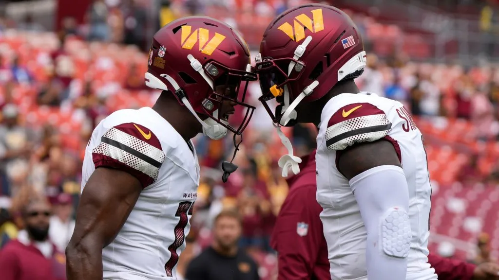 Terry McLaurin #17 and Deebo Samuel #1 of the Washington Commanders.