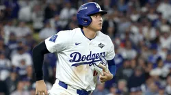 Shohei Ohtani #17 of the Los Angeles Dodgers walks.