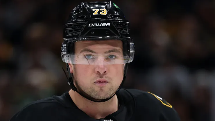 Charlie McAvoy at TD Garden on October 21, 2025 in Boston, Massachusetts.