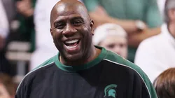 Magic Johnson attends the Tennessee Volunteers versus the Michigan State Spartans.