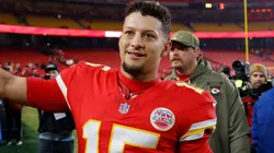 Patrick Mahomes #15 of the Kansas City Chiefs celebrates.
