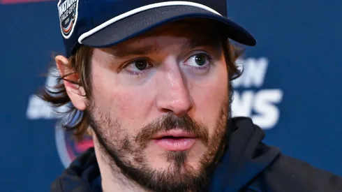 J.T. Miller at the Bell Centre on February 11, 2025 in Montreal, Quebec, Canada.