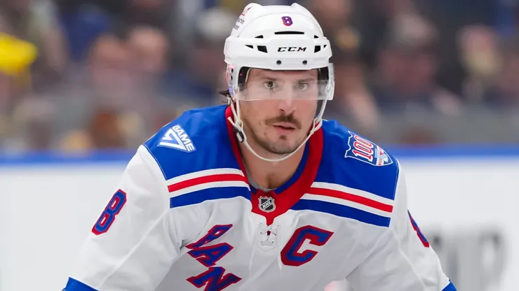 J.T. Miller #8 of Rangers skates during the second period of their NHL game against the Canucks.