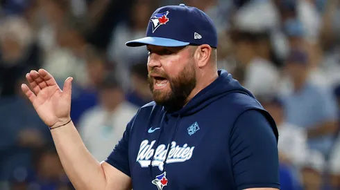 Manager John Schneider of the Toronto Blue Jays reacts.