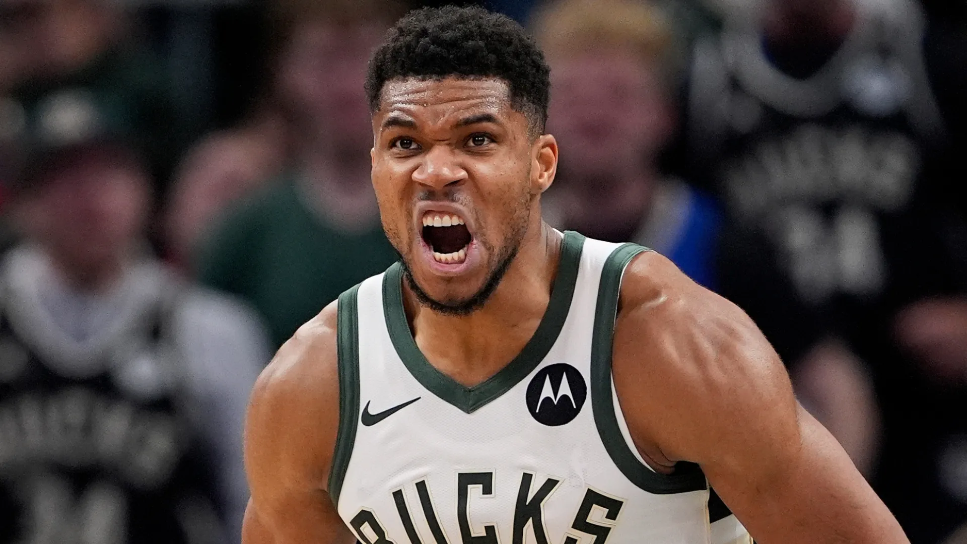 Giannis Antetokounmpo shouting