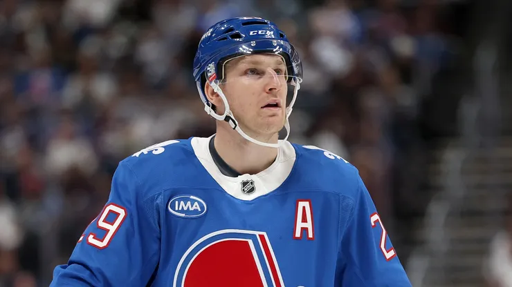 Nathan MacKinnon at Ball Arena on October 23, 2025 in Denver, Colorado.