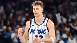 Franz Wagner reacts during an NBA game with the Orlando Magic.