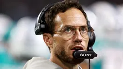 Mike McDaniel looks on against the Ravens during the first quarter on October 30, 2025, Florida.