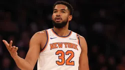 Karl-Anthony Towns during an NBA game with the New York Knicks.