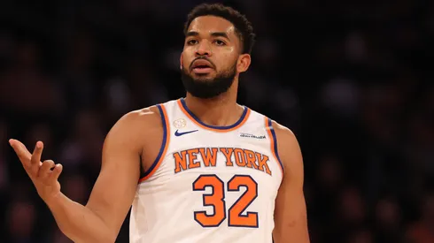 Karl-Anthony Towns during an NBA game with the New York Knicks.