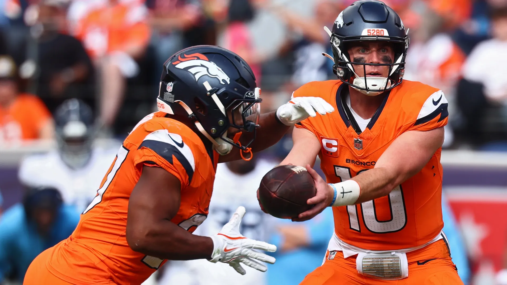 JK Dobbins with Bo Nix