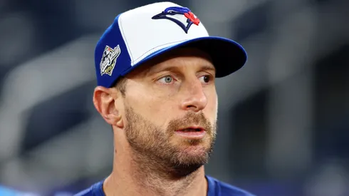 Max Scherzer looks on during a workout day on October 30, 2025, Ontario, Canada.