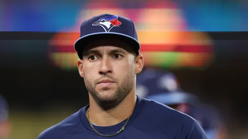 George Springer looks on after game five of the 2025 World Series on October 29, 2025, California.