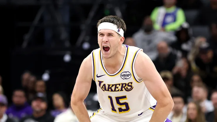 Austin Reaves #15 of the Los Angeles Lakers.