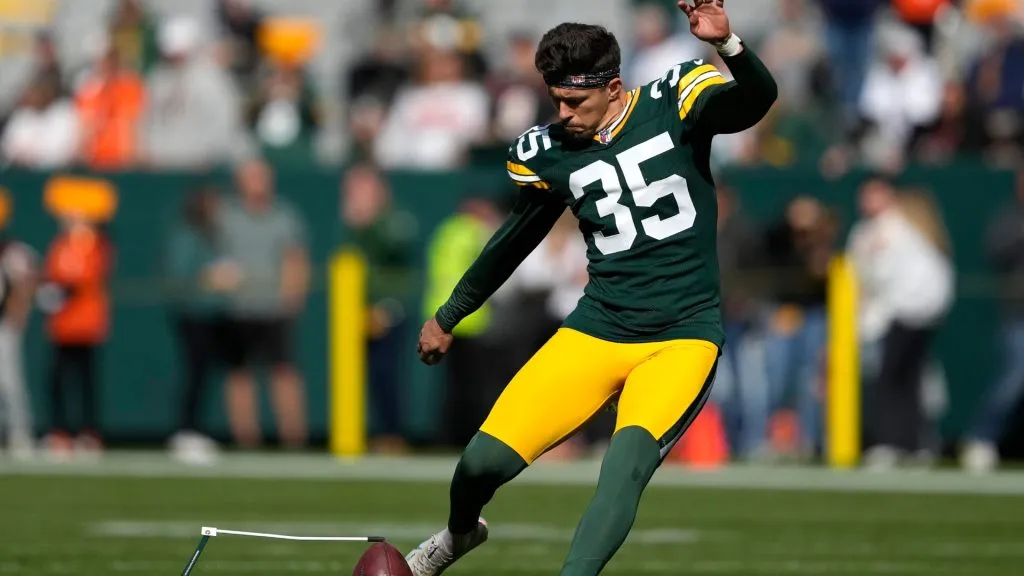 Lucas Havrisik #35 of the Green Bay Packers