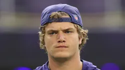 J.J. McCarthy before a game between Vikings and Falcons.