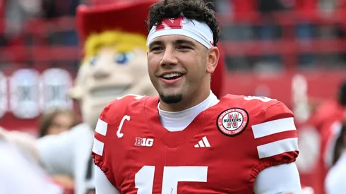 Dylan Raiola #15 of the Nebraska Cornhuskers.