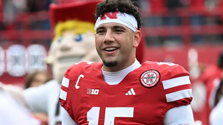 Dylan Raiola #15 of the Nebraska Cornhuskers.