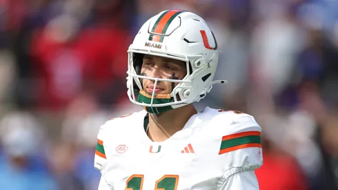 Carson Beck #11 of the Miami Hurricanes