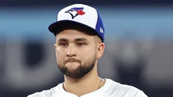 Bo Bichette plays second base against the Los Angeles Dodgers on October 25, 2025 in Toronto.